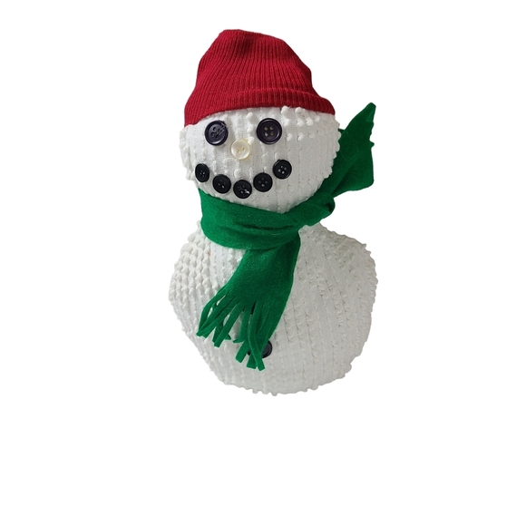 Snowman  Set of Three White Chenille Fabric Hats Scarf Christmas Winter Holiday - Picture 3 of 10